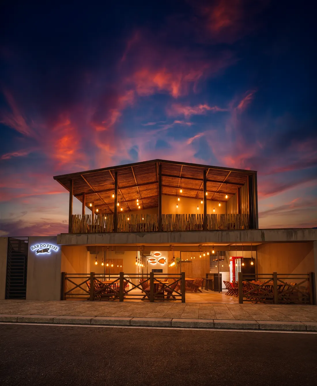Projeto comercial Desecad — bar e restaurante iluminado